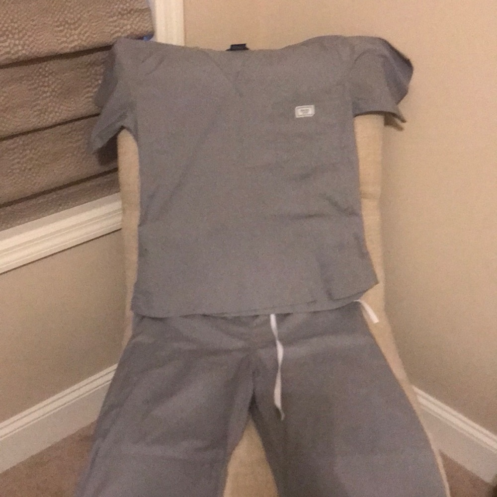 4 sets of Blue Sky set of light gray scrubs